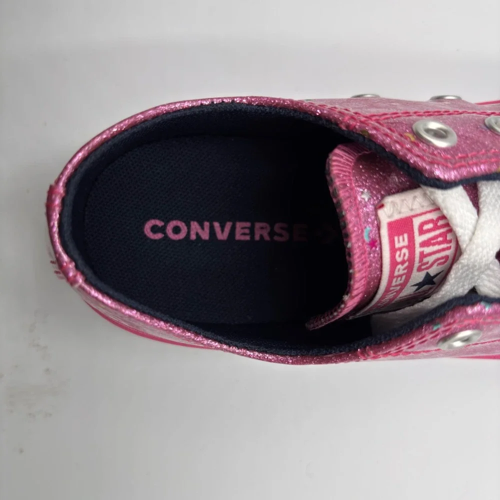 Converse Size 6 All Star Pink Glitter Star Confetti Junior Shoes 665108C